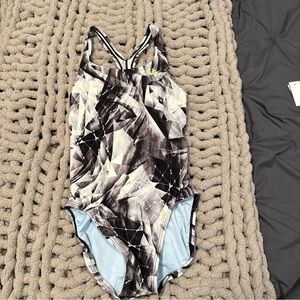 Nike Black and White One Piece Swimsuit with Artistic Design